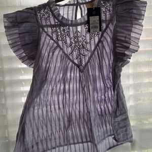 Purple universal thread flutter sleeve shirt